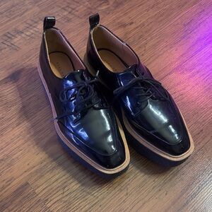 Zara Black Patent Leather Ankle Boots